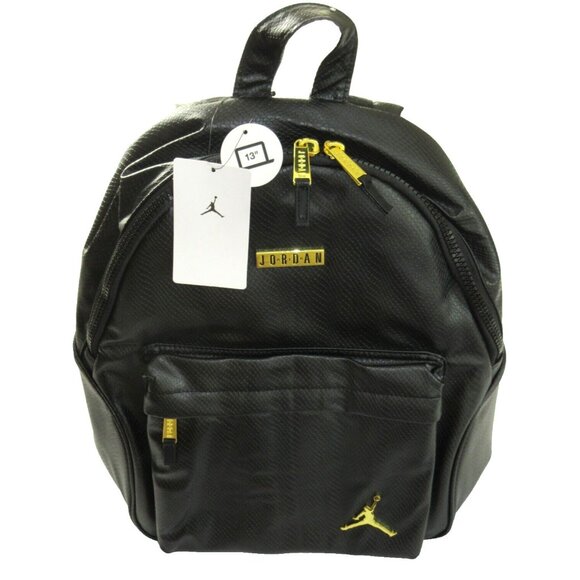 Jordan Regal Air Black Gold Faux Leather Backpack Travel Bag Black Snake NWT - Picture 7 of 7